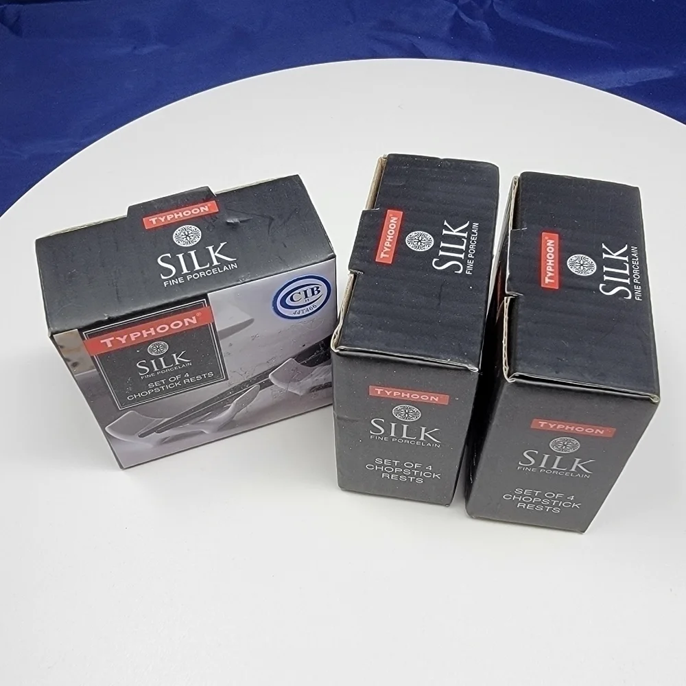 NEW Typhoon Silk Fine Porcelain Chopstick rests 3 sets of 4 total 0f 12 T55